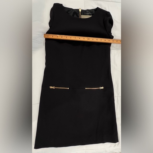 NWT JCrew Black Dress with Gold Accent Zippers and Faux Leather Cuffs - Picture 11 of 12